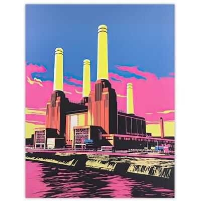 Artery8 Battersea Power Station Pop Art Artwork Vibrant Pink Yellow Blue River Thames London Landmark Large Wall Art Poster Print Thick Paper 18X24 Inch Artery8 Battersea Power Station Pop Art Artwork Vibrant Pink Yellow Blue River Thames London Landmark Large Wall Art Poster Print Thick Paper 18X24 Inch