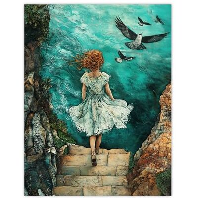 Artery8 Surreal Dream Dive Girl Stone Steps Sea Birds Bathroom Toilet Extra Large XL Wall Art Poster Print Artery8 Surreal Dream Dive Girl Stone Steps Sea Birds Bathroom Toilet Extra Large XL Wall Art Poster Print