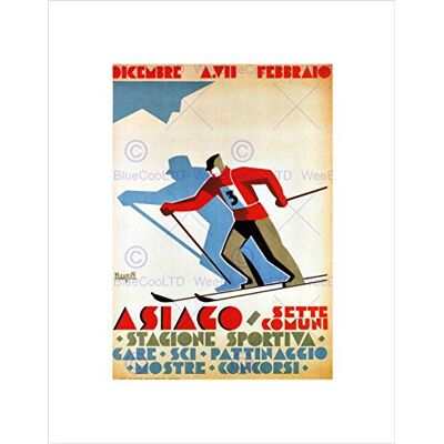 Wee Blue Coo Sport Winter Skiing Asiago Season Italy Vintage Retro Advert Art Wall Art Print Wee Blue Coo Sport Winter Skiing Asiago Season Italy Vintage Retro Advert Art Wall Art Print