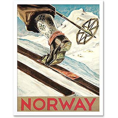 Wee Blue Coo Travel Tourism Winter Sports Norway Ski Skiing Skiier Snow Cold Art Print Framed Poster Wall Decor 12X16 Inch Wee Blue Coo Travel Tourism Winter Sports Norway Ski Skiing Skiier Snow Cold Art Print Framed Poster Wall Decor 12X16 Inch