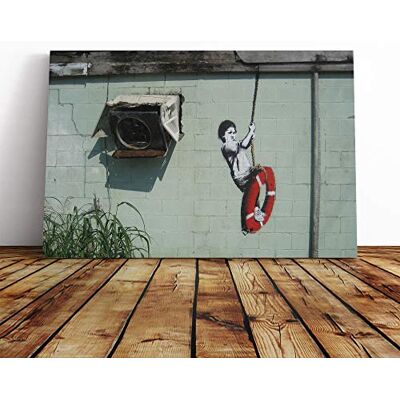 Big Box Art Banksy Swinger Building Graffiti Wall Art Canvas Print Gallery Wrapped 30mm Frame Wall Decor 24x16 inches Ready to Hang Pop Art Cityscape Picture Living Room Bedroom Lounge Office Big Box Art Banksy Swinger Building Graffiti Wall Art Canvas Print Gallery Wrapped 30mm Frame Wall Decor 24x16 inches Ready to Hang Pop Art Cityscape Picture Living Room Bedroom Lounge Office