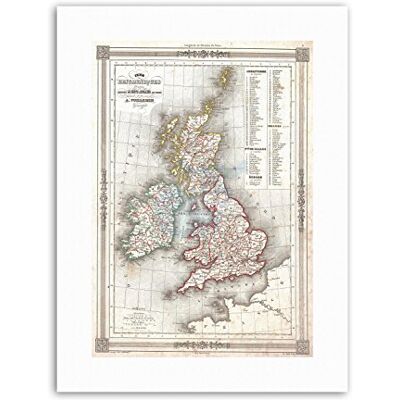 Wee Blue Coo Attractive 1852 Map The British Isles By Vuillemin Vintage Canvas Art Print Wee Blue Coo Attractive 1852 Map The British Isles By Vuillemin Vintage Canvas Art Print