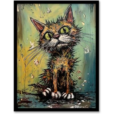 Artery8 Alley Cat Stray Scruffy Moggie Painting By Tom Jones Artwork Framed Wall Art Print A4 Artery8 Alley Cat Stray Scruffy Moggie Painting By Tom Jones Artwork Framed Wall Art Print A4