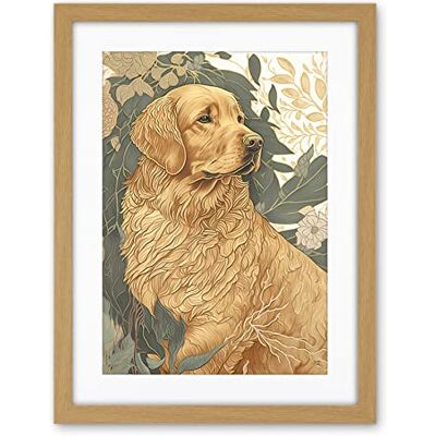 Artery8 Golden Retriever Dog in Nature Soft Pastel Colour Illustration Artwork Framed Wall Art Print 18X24 Inch Artery8 Golden Retriever Dog in Nature Soft Pastel Colour Illustration Artwork Framed Wall Art Print 18X24 Inch