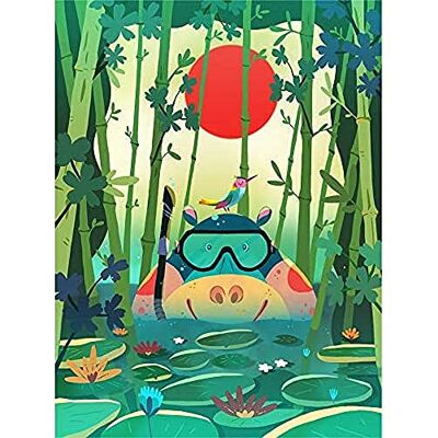 Wee Blue Coo Jungle Animals Hippo Canvas Wall Art Print Wee Blue Coo Jungle Animals Hippo Canvas Wall Art Print