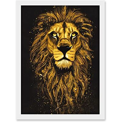 Doppelganger33 LTD King Of The Pride Male Lion Golden Mane Painting Gustav Dore Style Black And Gold Artwork Framed A3 Wall Art Print Doppelganger33 LTD King Of The Pride Male Lion Golden Mane Painting Gustav Dore Style Black And Gold Artwork Framed A3 Wall Art Print