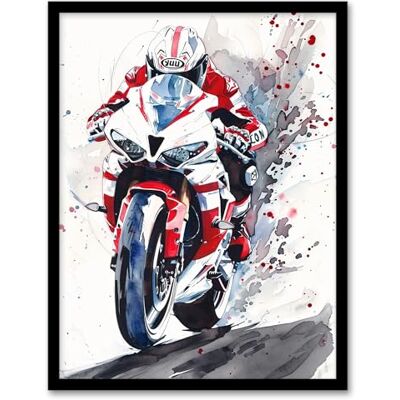 Artery8 Superbike Motorcycle Rider Race Sport Watercolour Man Cave Artwork Framed Wall Art Print A4 Artery8 Superbike Motorcycle Rider Race Sport Watercolour Man Cave Artwork Framed Wall Art Print A4