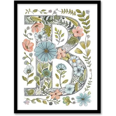 Artery8 Letter B in Flowers Pencil Drawing Nature Leaves Floral Word Art For Her Birthday Mum Wife Woman Friend Artwork Framed Wall Art Print 18X24 Inch Artery8 Letter B in Flowers Pencil Drawing Nature Leaves Floral Word Art For Her Birthday Mum Wife Woman Friend Artwork Framed Wall Art Print 18X24 Inch