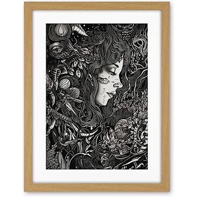Artery8 Nature Goddess Black and White Modern Illustration Artwork Framed Wall Art Print 18X24 Inch Artery8 Nature Goddess Black and White Modern Illustration Artwork Framed Wall Art Print 18X24 Inch
