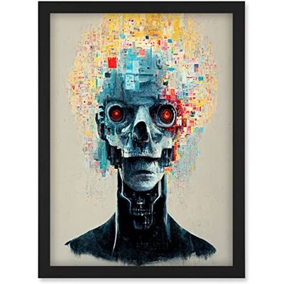 Artery8 - Android Cyborg AI Skull - Black - A4 - Wall Art Artery8 - Android Cyborg AI Skull - Black - A4 - Wall Art