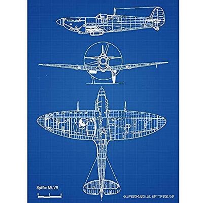 Artery8 Supermarine Spitfire 5b Fighter Plane Blueprint Plan Art Print Canvas Premium Wall Decor Poster Mural Artery8 Supermarine Spitfire 5b Fighter Plane Blueprint Plan Art Print Canvas Premium Wall Decor Poster Mural