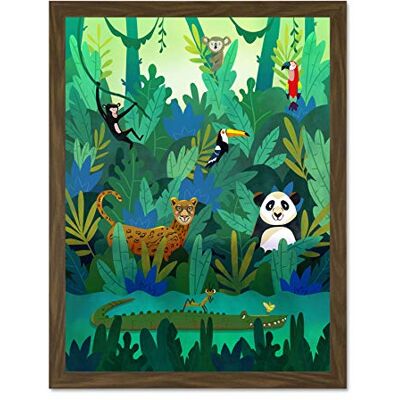 Wee Blue Coo Jungle Animals Amazon Wall Large Framed Art Print Poster Wall Decor 18x24 inch Wee Blue Coo Jungle Animals Amazon Wall Large Framed Art Print Poster Wall Decor 18x24 inch