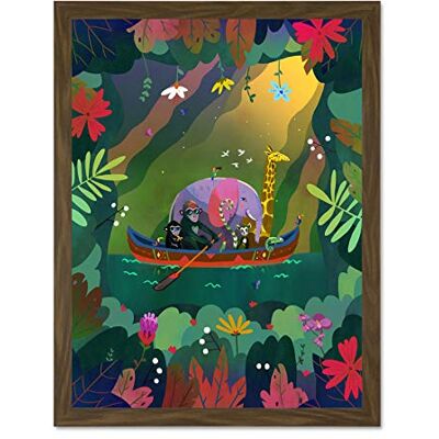 Wee Blue Coo Jungle Girls Canoe Animals Wall Large Framed Art Print Poster Wall Decor 18x24 inch Wee Blue Coo Jungle Girls Canoe Animals Wall Large Framed Art Print Poster Wall Decor 18x24 inch