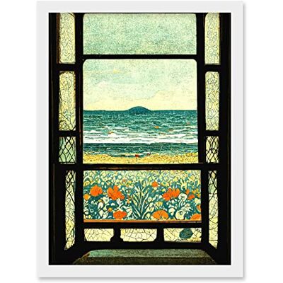 Doppelganger33 LTD A Sea View Seaside Beach Flowers William Morris Artwork Framed A3 Wall Art Print Doppelganger33 LTD A Sea View Seaside Beach Flowers William Morris Artwork Framed A3 Wall Art Print
