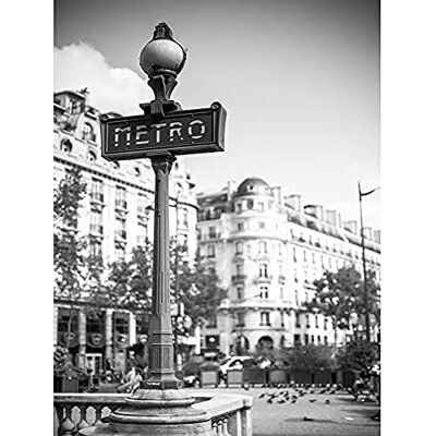 Wee Blue Coo Landmark Retro Metro Sign Paris France Black White Large Art Print Poster Wall Decor 18x24 inch Wee Blue Coo Landmark Retro Metro Sign Paris France Black White Large Art Print Poster Wall Decor 18x24 inch