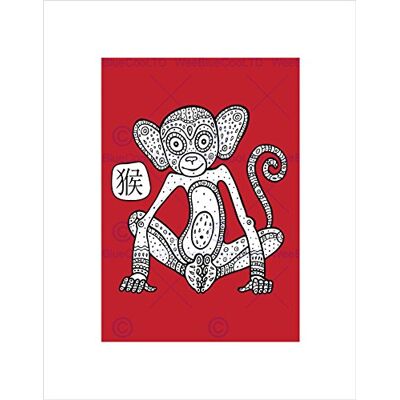 Wee Blue Coo Painting Chinese Zodiac Sign Mosaic Cool Monkey Wall Art Print Wee Blue Coo Painting Chinese Zodiac Sign Mosaic Cool Monkey Wall Art Print