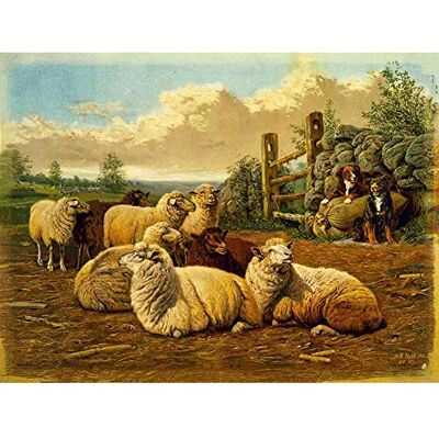 Wee Blue Coo Paintings Agricultural Landscape Sheep Dog Farm Pasture Art Print Poster Wall Decor 12X16 Inch Wee Blue Coo Paintings Agricultural Landscape Sheep Dog Farm Pasture Art Print Poster Wall Decor 12X16 Inch