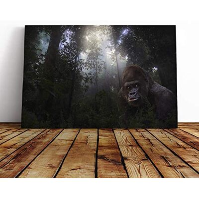 Big Box Art Canvas Print Wall Art Silverback Gorilla in The Jungle Mounted and Stretched Box Frame Picture Home Decor for Kitchen, Living Room, Bedroom, Hallway, Multi-Colour, 20x14 Inch Big Box Art Canvas Print Wall Art Silverback Gorilla in The Jungle Mounted and Stretched Box Frame Picture Home Decor for Kitchen, Living Room, Bedroom, Hallway, Multi-Colour, 20x14 Inch