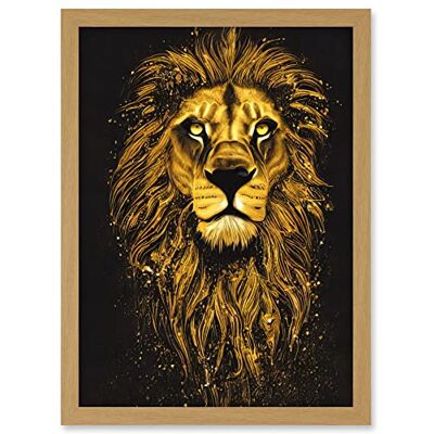 Doppelganger33 LTD King Of The Pride Male Lion Golden Mane Painting Gustav Dore Style Black And Gold Artwork Framed A3 Wall Art Print Doppelganger33 LTD King Of The Pride Male Lion Golden Mane Painting Gustav Dore Style Black And Gold Artwork Framed A3 Wall Art Print