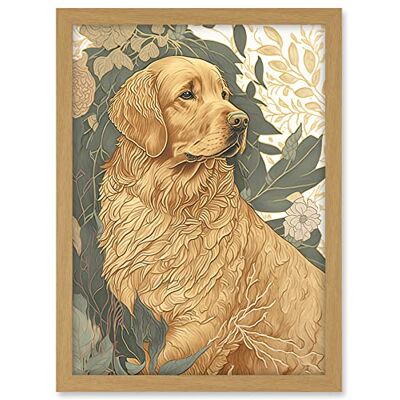Artery8 Golden Retriever Dog in Nature Soft Pastel Colour Illustration Artwork Framed A3 Wall Art Print Artery8 Golden Retriever Dog in Nature Soft Pastel Colour Illustration Artwork Framed A3 Wall Art Print
