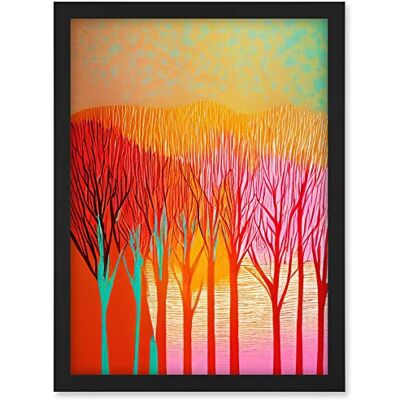 Doppelganger33 LTD Forest Treetops Linocut Illustration Vibrant Bold Artwork Framed A3 Wall Art Print Doppelganger33 LTD Forest Treetops Linocut Illustration Vibrant Bold Artwork Framed A3 Wall Art Print