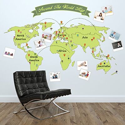 WALPLUS Around The World Map Mural Art Decals Home Decoration DIY Living Bedroom Décor Kids Room Gift Removable Self-Adhesive Wall Sticker, Vinyl, Multi-Colour, 165 x 115 cm WALPLUS Around The World Map Mural Art Decals Home Decoration DIY Living Bedroom Décor Kids Room Gift Removable Self-Adhesive Wall Sticker, Vinyl, Multi-Colour, 165 x 115 cm