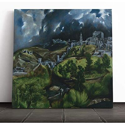 Big Box Art Canvas Print Wall Art El Greco View of Toledo Mounted and Stretched Box Frame Picture Home Decor for Kitchen, Living, Dining Room, Bedroom, Hallway, Multi-Colour, 20x20 Inch Big Box Art Canvas Print Wall Art El Greco View of Toledo Mounted and Stretched Box Frame Picture Home Decor for Kitchen, Living, Dining Room, Bedroom, Hallway, Multi-Colour, 20x20 Inch