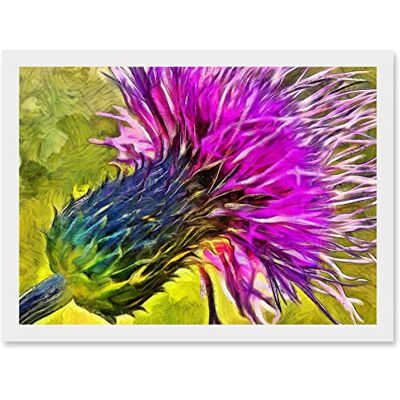 Artery8 - Scottish Thistle Purple Flower - A4 - Framed Art Artery8 - Scottish Thistle Purple Flower - A4 - Framed Art