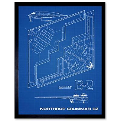 Artery8 Northrop B-2 Spirit Stealth Bomber Blueprint Plan Art Print Framed Poster Wall Decor 12x16 inch Artery8 Northrop B-2 Spirit Stealth Bomber Blueprint Plan Art Print Framed Poster Wall Decor 12x16 inch