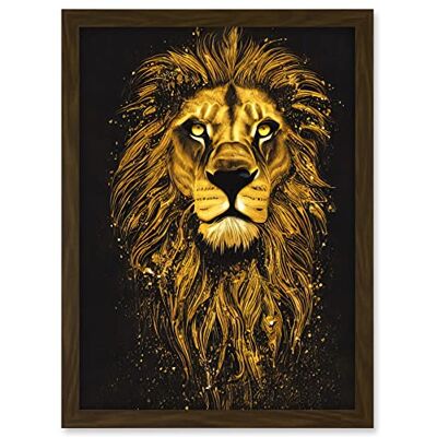 Doppelganger33 LTD King Of The Pride Male Lion Golden Mane Painting Gustav Dore Style Black And Gold Artwork Framed A3 Wall Art Print Doppelganger33 LTD King Of The Pride Male Lion Golden Mane Painting Gustav Dore Style Black And Gold Artwork Framed A3 Wall Art Print