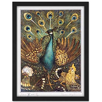 Artery8 Hoytema Peacock Chickens Birds Drawing Artwork Framed Wall Art Print 18X24 Inch Artery8 Hoytema Peacock Chickens Birds Drawing Artwork Framed Wall Art Print 18X24 Inch