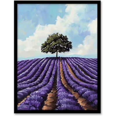 Artery8 Lone Tree Lavender Fields Painting Purple Nature Living Room Artwork Framed Wall Art Print 18X24 Inch Artery8 Lone Tree Lavender Fields Painting Purple Nature Living Room Artwork Framed Wall Art Print 18X24 Inch