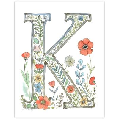 Artery8 Letter K Watercolour Wildflowers Delicate Nature Floral Word Art For Her Birthday Mum Wife Woman Friend Extra Large XL Wall Art Poster Print Artery8 Letter K Watercolour Wildflowers Delicate Nature Floral Word Art For Her Birthday Mum Wife Woman Friend Extra Large XL Wall Art Poster Print