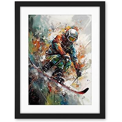 Artery8 Skier Skiing Winter Sport Paint Splat Painting Artwork Framed Wall Art Print 18X24 Inch Artery8 Skier Skiing Winter Sport Paint Splat Painting Artwork Framed Wall Art Print 18X24 Inch