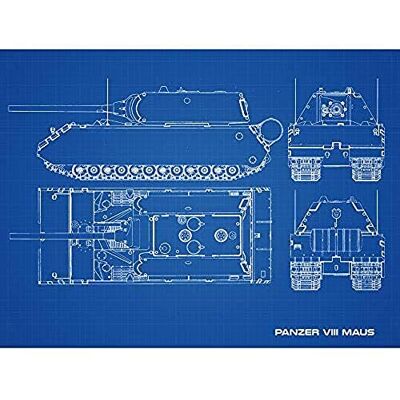 Artery8 Panzer VIII Maus Super-Heavy Tank Blueprint Plan Art Print Canvas Premium Wall Decor Poster Mural Artery8 Panzer VIII Maus Super-Heavy Tank Blueprint Plan Art Print Canvas Premium Wall Decor Poster Mural