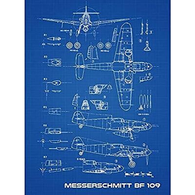 Artery8 Messerschmitt Bf 109 Fighter Plane 2 Blueprint Plan Art Print Canvas Premium Wall Decor Poster Mural Artery8 Messerschmitt Bf 109 Fighter Plane 2 Blueprint Plan Art Print Canvas Premium Wall Decor Poster Mural