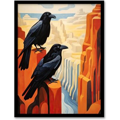 Artery8 Grand Canyon Crows Birds Abstract Minimalist Landscape Artwork Painting Artwork Framed Wall Art Print 18X24 Inch Artery8 Grand Canyon Crows Birds Abstract Minimalist Landscape Artwork Painting Artwork Framed Wall Art Print 18X24 Inch