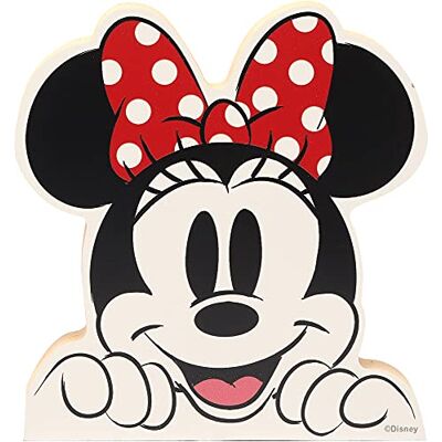Open Road Brands Disney Minnie Mouse Head Shelf Sitter Decor Chunky Wood Block Cutout for Kids' Bedroom, Play Room or Office Open Road Brands Disney Minnie Mouse Head Shelf Sitter Decor Chunky Wood Block Cutout for Kids' Bedroom, Play Room or Office