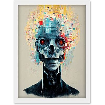 Artery8 - Android Cyborg AI Skull - White - Wall Art Print Artery8 - Android Cyborg AI Skull - White - Wall Art Print