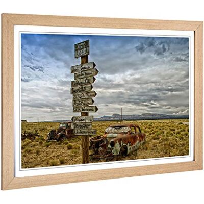 Big Box Art Framed Print of Route 66 Road Sign & Rusted Car Design Wall Art Picture Home Decor for Kitchen, Living Room, Bedroom, Hallway, Oak, A2 / 24.5x18 Inch / 62x45cm Big Box Art Framed Print of Route 66 Road Sign & Rusted Car Design Wall Art Picture Home Decor for Kitchen, Living Room, Bedroom, Hallway, Oak, A2 / 24.5x18 Inch / 62x45cm