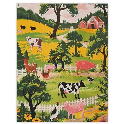 Artery8 Cute Farm Animals Cow Pig Chickens Painting Living Room Large Wall Art Poster Print Thick Paper 18X24 Inch Artery8 Cute Farm Animals Cow Pig Chickens Painting Living Room Large Wall Art Poster Print Thick Paper 18X24 Inch