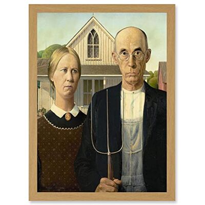 Artery8 - Grant Wood American Gothic - Framed Wall Art Print Artery8 - Grant Wood American Gothic - Framed Wall Art Print