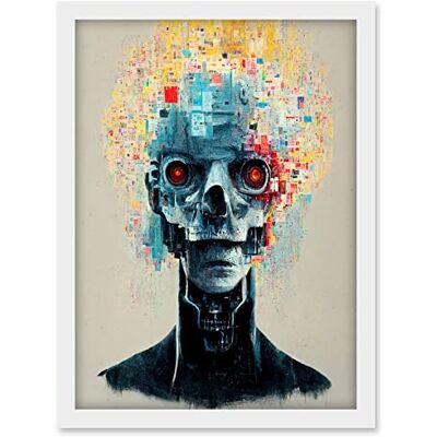Doppelganger33 LTD Android Cyborg AI Skull With Infrared Eyes Artwork Framed A3 Wall Art Print Doppelganger33 LTD Android Cyborg AI Skull With Infrared Eyes Artwork Framed A3 Wall Art Print
