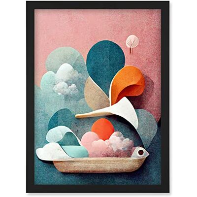 Artery8 - Modern Boho Abstract Ship - Black - A4 - Wall Art Artery8 - Modern Boho Abstract Ship - Black - A4 - Wall Art