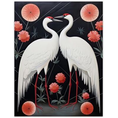 Artery8 Japanese Crane Dance Stylised Oil Painting Pink White Grey Birds and Pink Flowers Abstract Floral Landscape Extra Large XL Wall Art Poster Print Artery8 Japanese Crane Dance Stylised Oil Painting Pink White Grey Birds and Pink Flowers Abstract Floral Landscape Extra Large XL Wall Art Poster Print