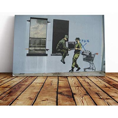 Big Box Art Banksy Looters New Orleans Graffiti Wall Art Canvas Print Gallery Wrapped 30mm Frame Wall Decor 24x16 inches Ready to Hang Pop Art Picture Living Room Bedroom Lounge Office Big Box Art Banksy Looters New Orleans Graffiti Wall Art Canvas Print Gallery Wrapped 30mm Frame Wall Decor 24x16 inches Ready to Hang Pop Art Picture Living Room Bedroom Lounge Office