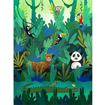 Wee Blue Coo Jungle Animals Amazon Art Print Poster Wall Decor 12X16 Inch Wee Blue Coo Jungle Animals Amazon Art Print Poster Wall Decor 12X16 Inch