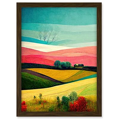 Doppelganger33 LTD Four Seasons Colourful Modern Country Landscape Painting Artwork Framed A3 Wall Art Print Doppelganger33 LTD Four Seasons Colourful Modern Country Landscape Painting Artwork Framed A3 Wall Art Print