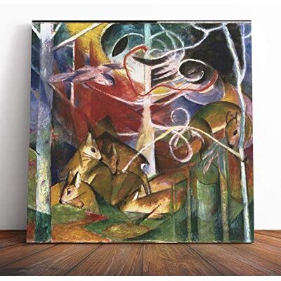 Big Box Art Canvas Print Wall Art Franz Marc Deers in The Forest Mounted and Stretched Box Frame Picture Home Decor for Kitchen, Living Room, Bedroom, Hallway, Muli-Colour, 14x14 Inch Big Box Art Canvas Print Wall Art Franz Marc Deers in The Forest Mounted and Stretched Box Frame Picture Home Decor for Kitchen, Living Room, Bedroom, Hallway, Muli-Colour, 14x14 Inch