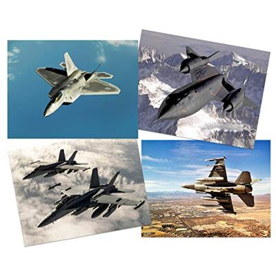 Artery8 Military SR-71 Blackbird F-15 Eagle F-16 Falcon F-22 Raptor Fighters Navy Planes Home Decor Wall Art Poster Pack of 4 Artery8 Military SR-71 Blackbird F-15 Eagle F-16 Falcon F-22 Raptor Fighters Navy Planes Home Decor Wall Art Poster Pack of 4